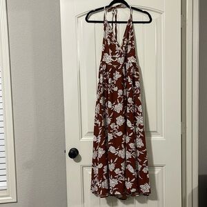Brown and white floral dress